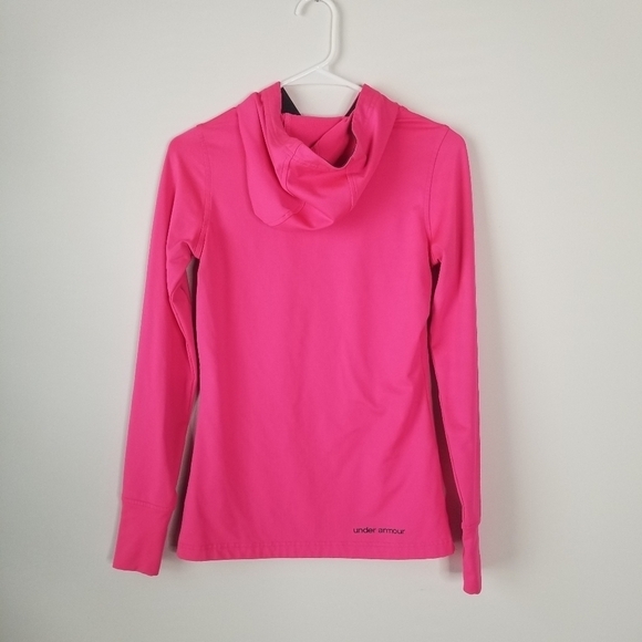 Under Armour ColdGear Hoodie Pullover Thumbholes Stretch Pink Size XS - Picture 3 of 14